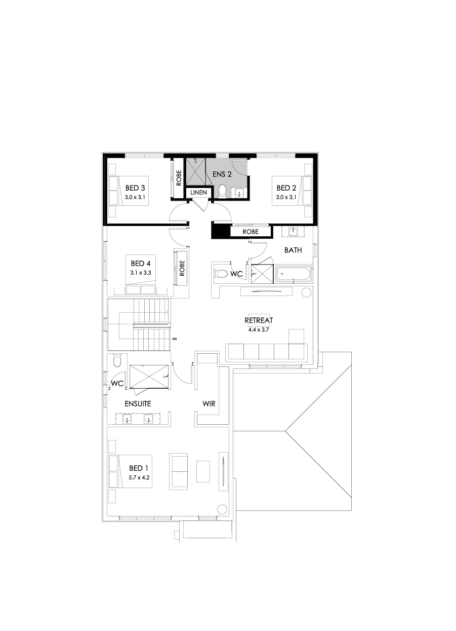 35 First Floor Floorplan (Additional ensuite - Flipped)
