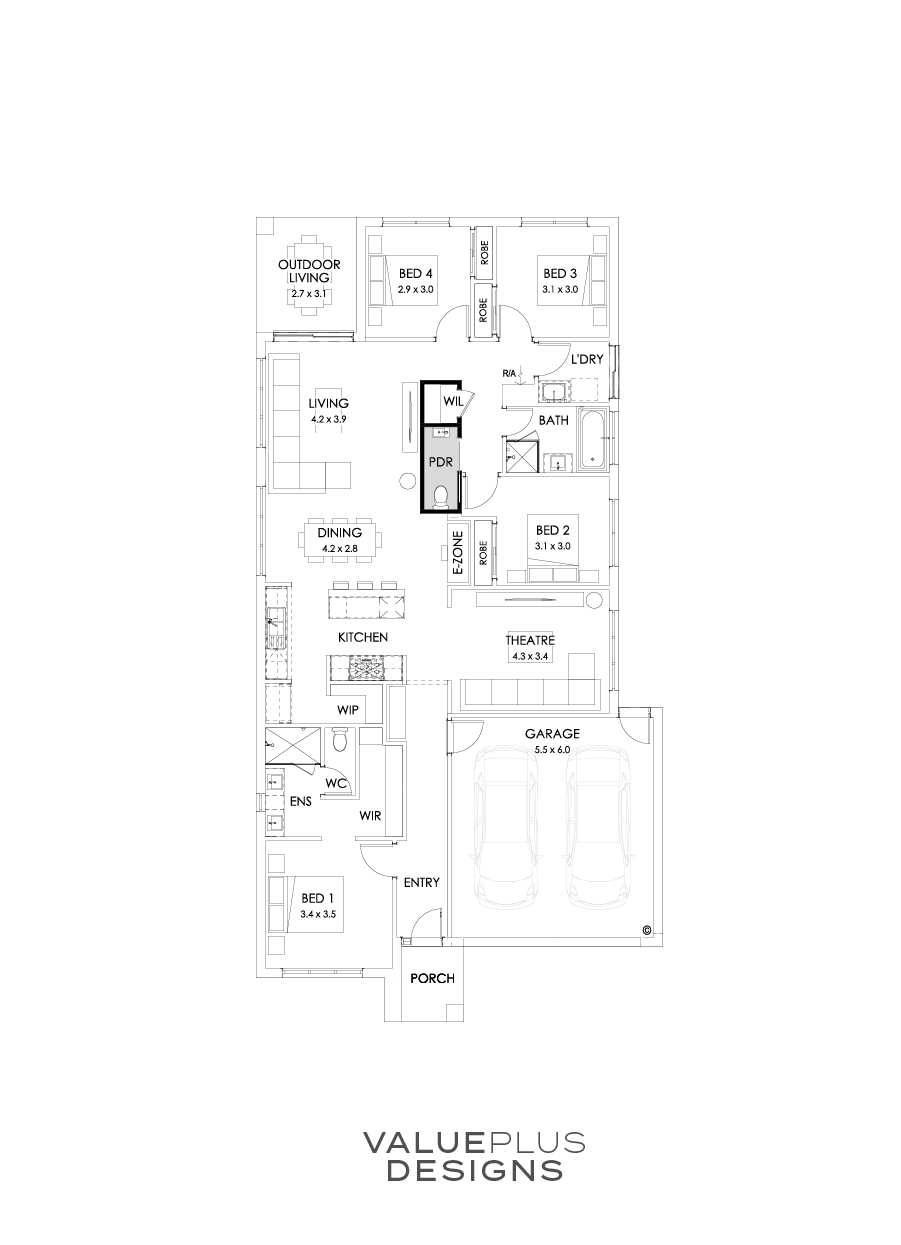 23  Floor Floorplan (Powder Room - Flipped)