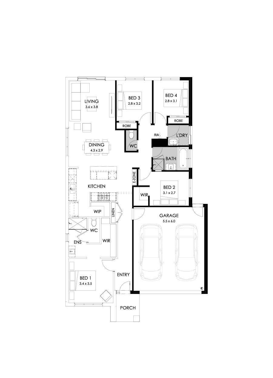 20  Floor Floorplan (5.5m garage setback  - Flipped)