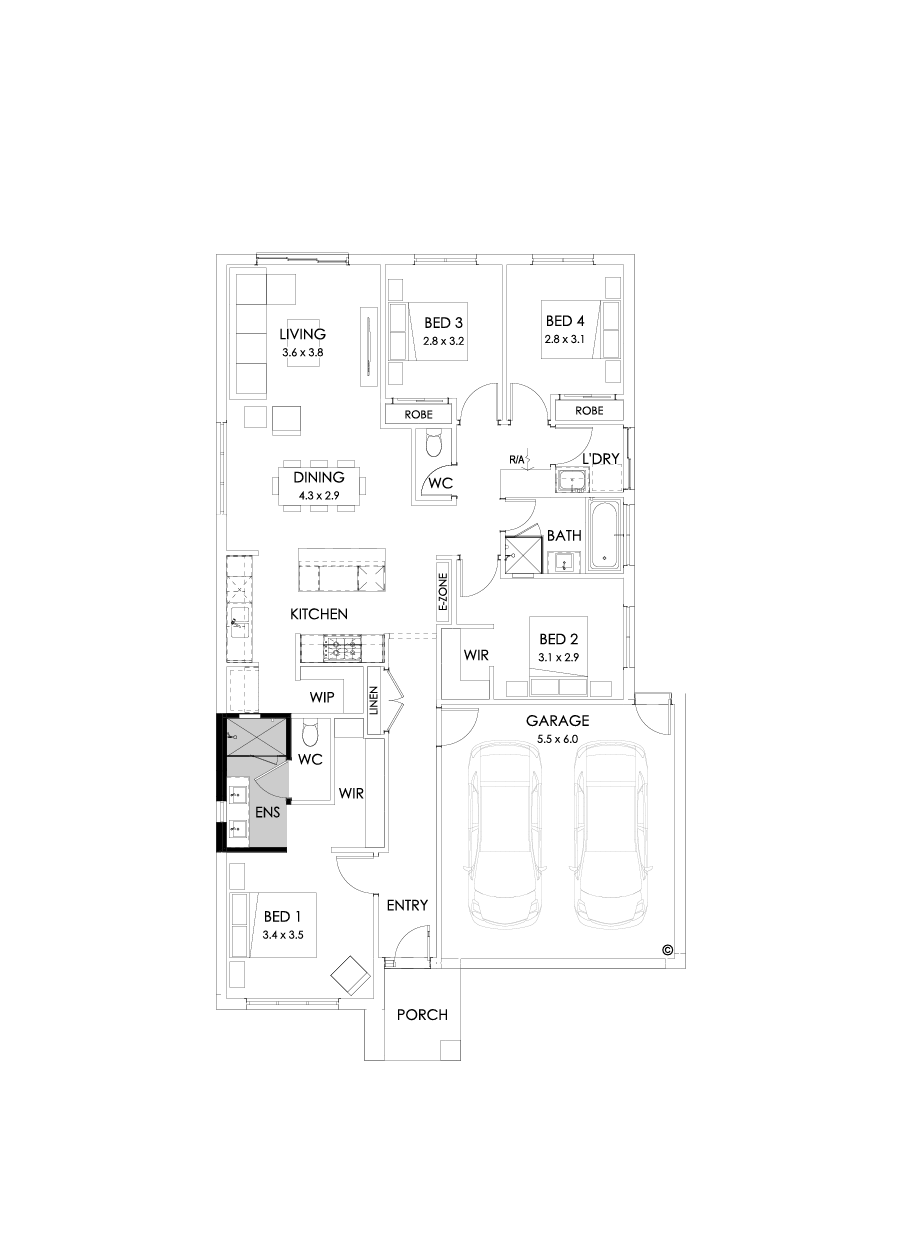 20  Floor Floorplan (Ensuite upgrade - Flipped)