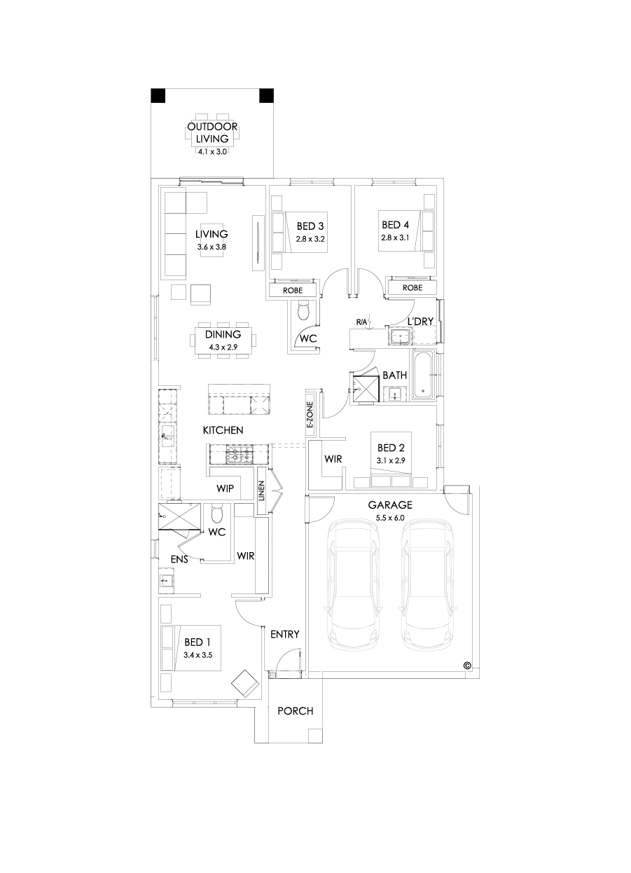 20  Floor Floorplan (Outdoor living - Flipped)