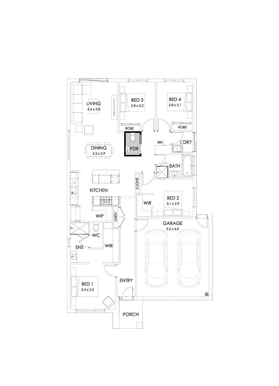 20  Floor Floorplan (Powder room - Flipped)
